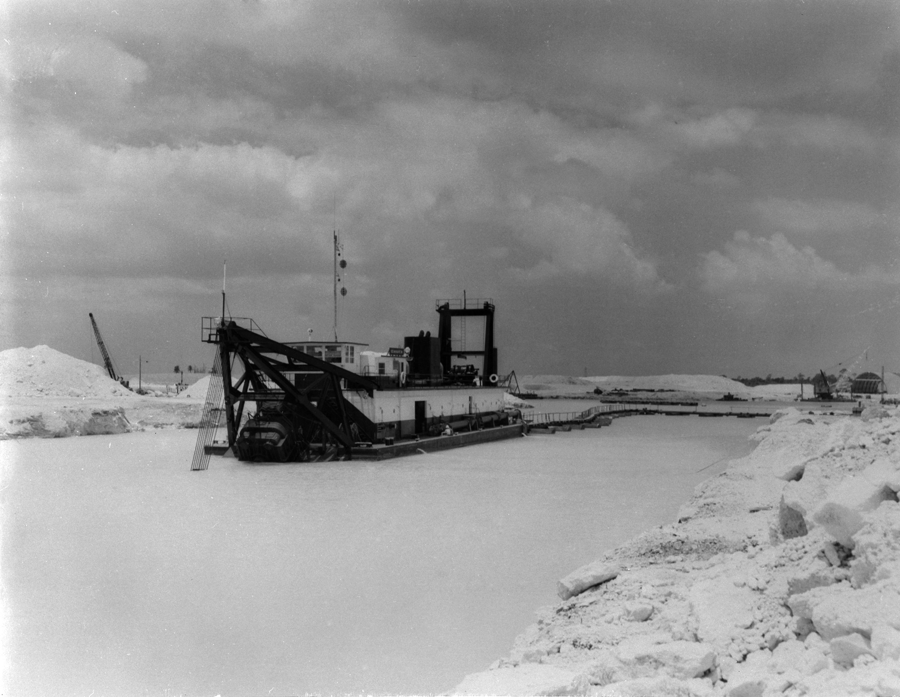 Excavation of Freeport Harbour by dredge Seahaven 1957