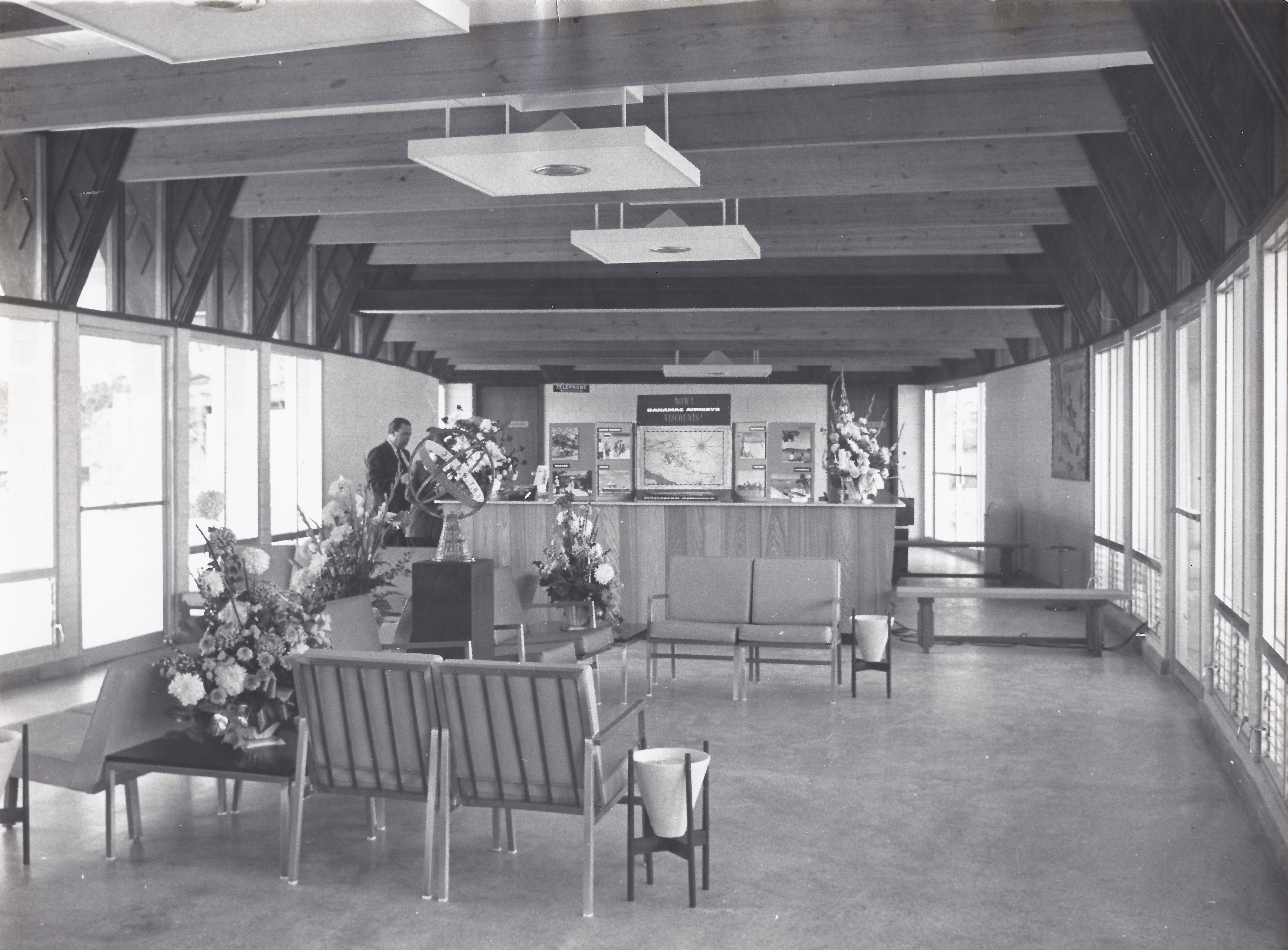 View of Freeport Airport's lobby, 1960
