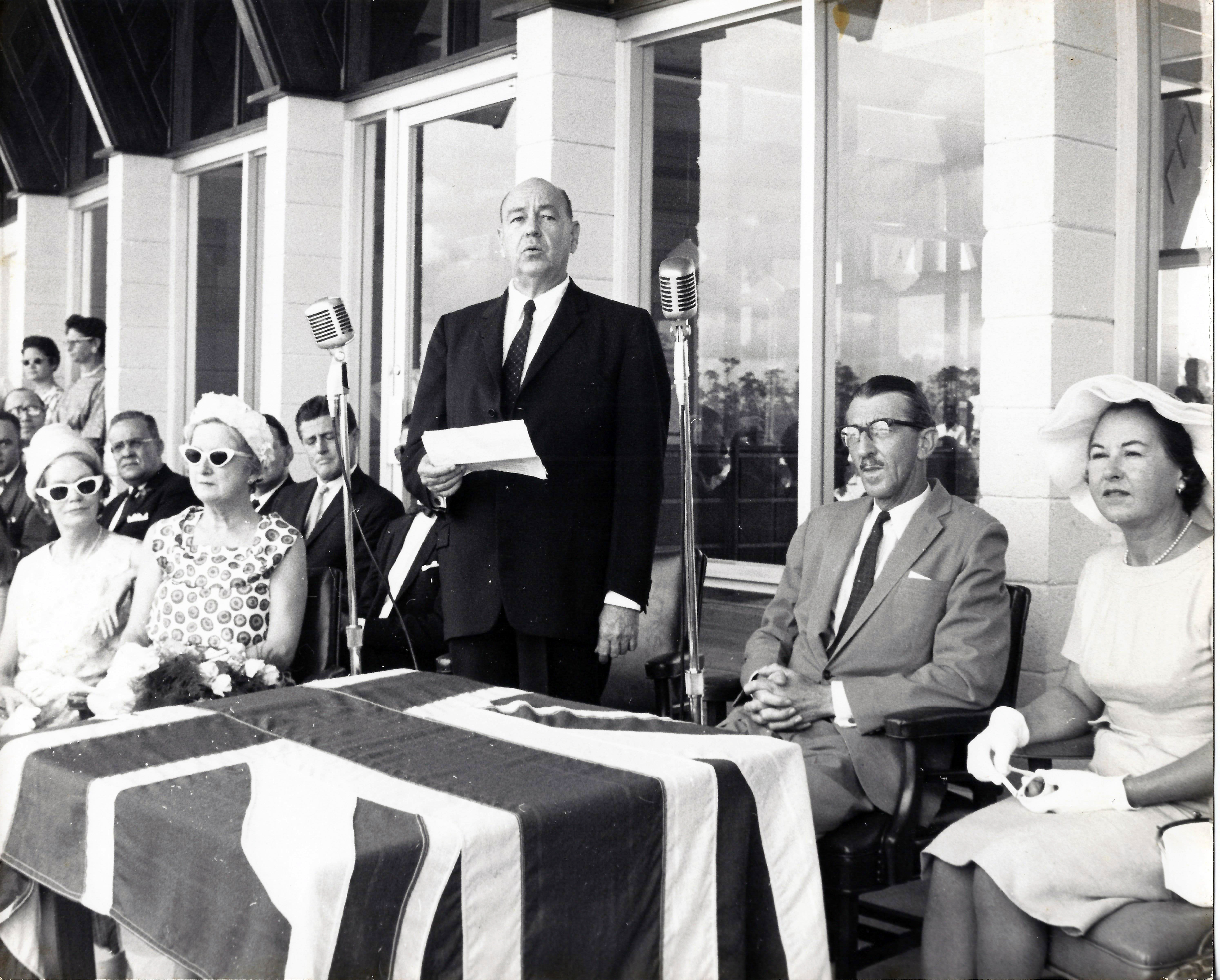 Wallace Groves at the dedication of the Freeport Airport, 1960's